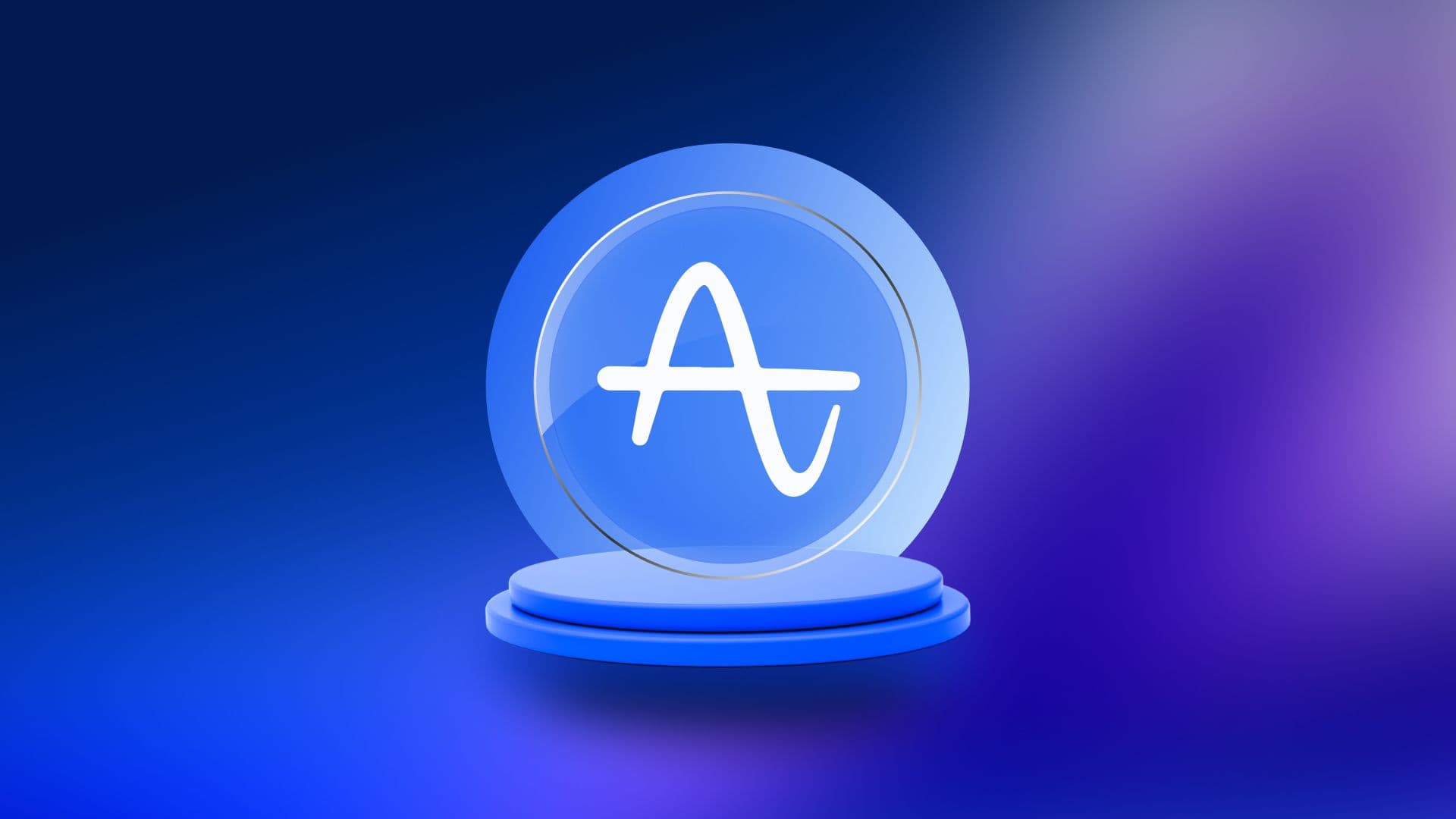 Amplitude logo displayed on an award pedestal against a blue-to-purple gradient background.