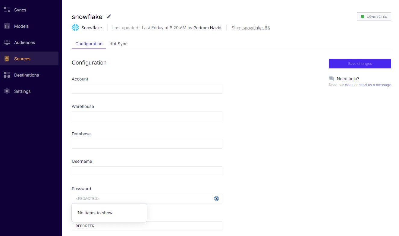 Data source - Hightouch
