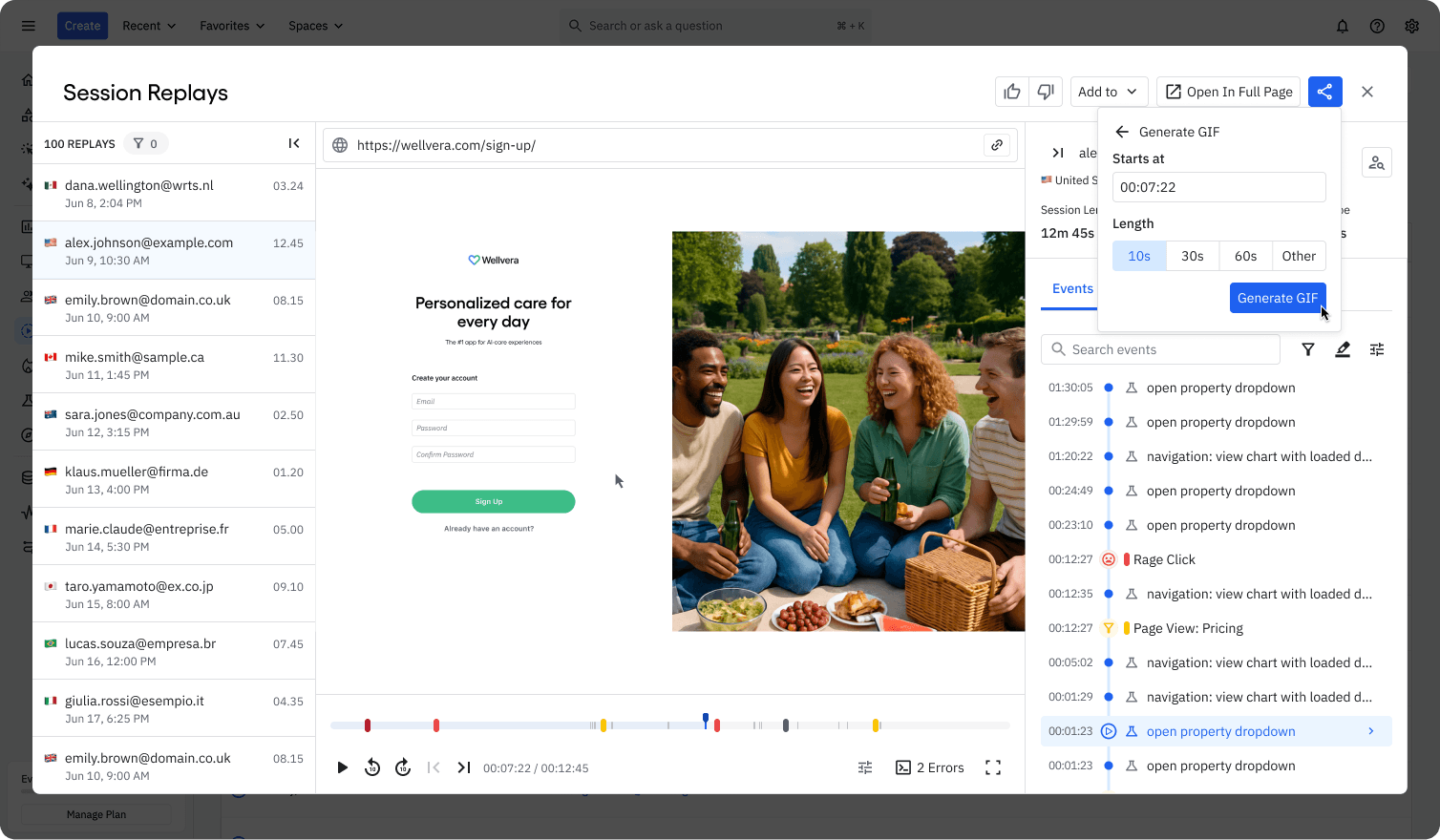 Make a gif of a Session Replay and share it with your team