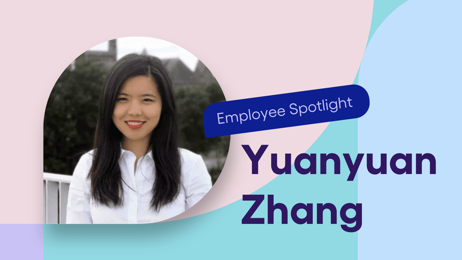 Headshot of Yuanyuan over a beautiful pastel mosaic