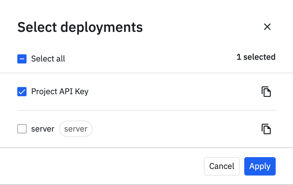 Experiment Default Deployments