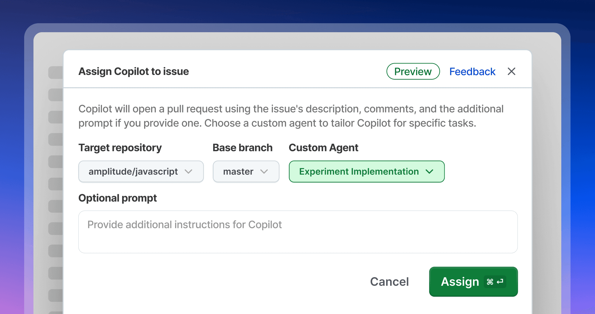 Assign Copilot issue