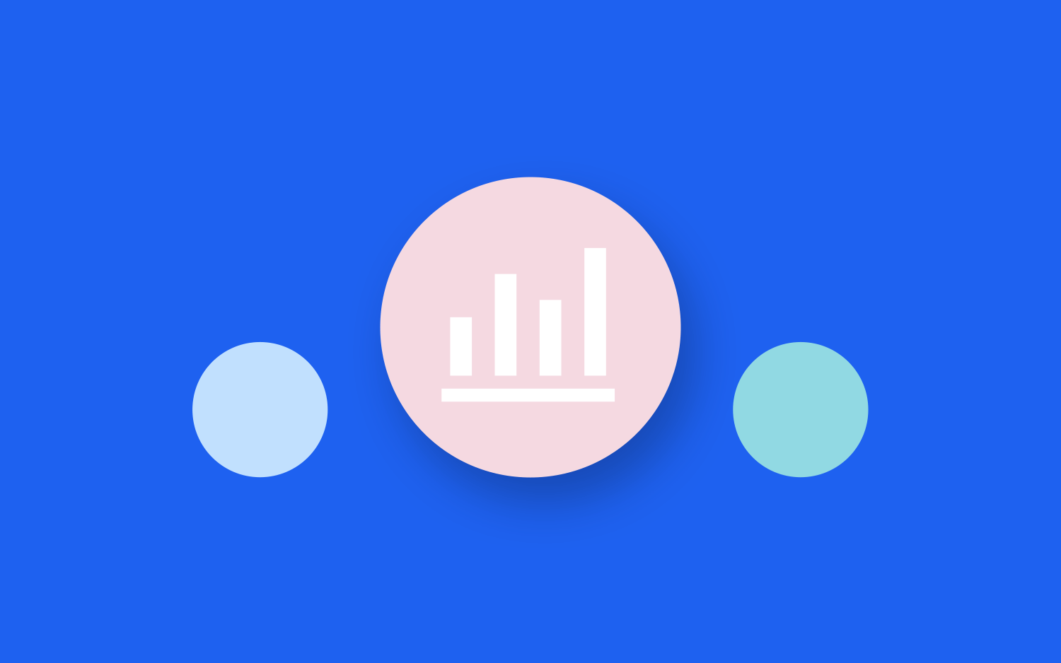 Blue background with light colored dots and a graph