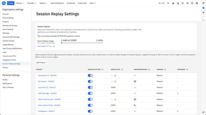 Session Replay - Admin UI + SDK Update - Privacy Config