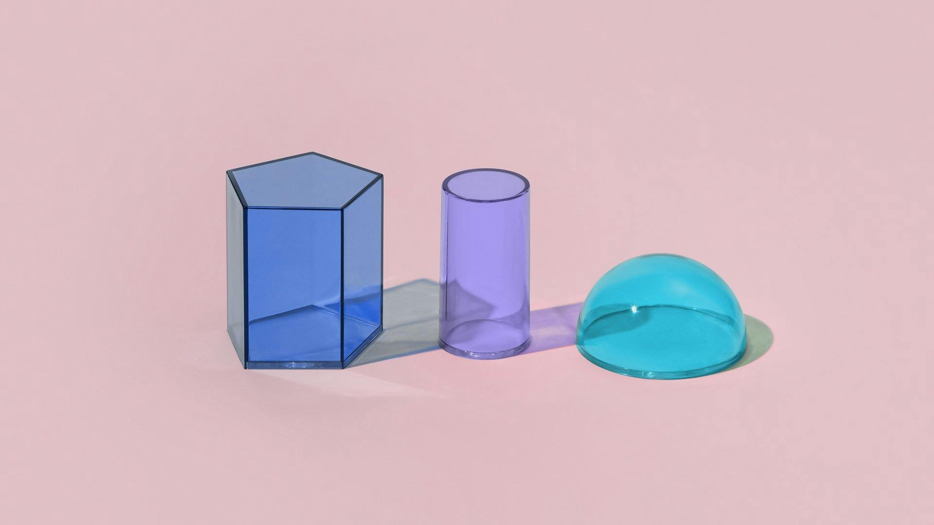 Customer data analytics blog illustration with three 3D shapes