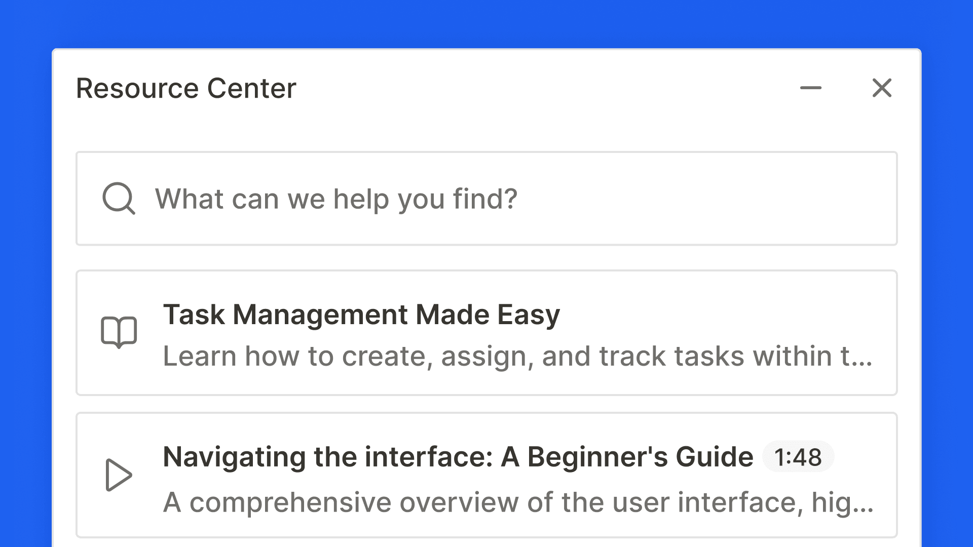 The UI for the new Amplitude resource centers
