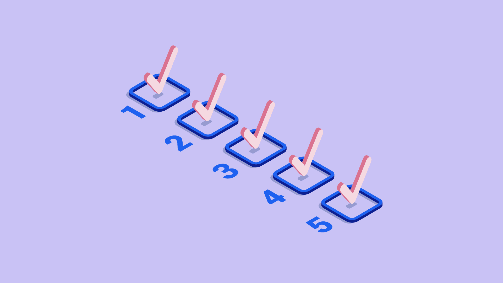 Checklist with five boxes ticked off
