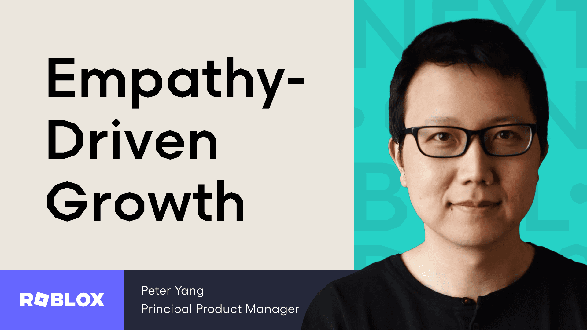 Text saying "Empathy-driven growth" with Peter Yang's headshot and title