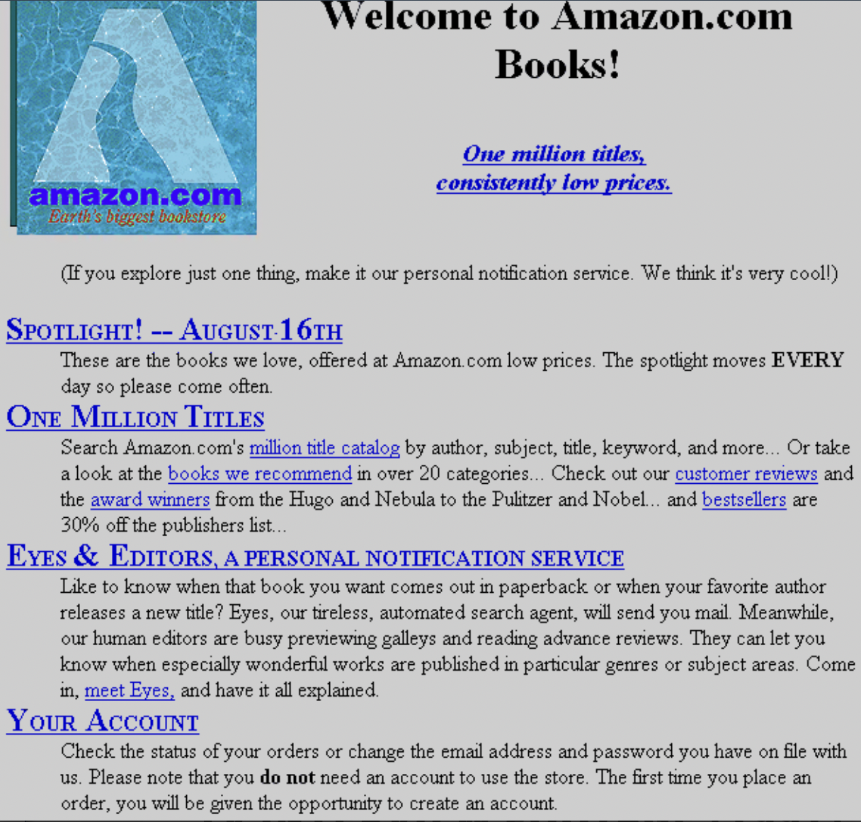 Amazon books early MVP screenshot photo